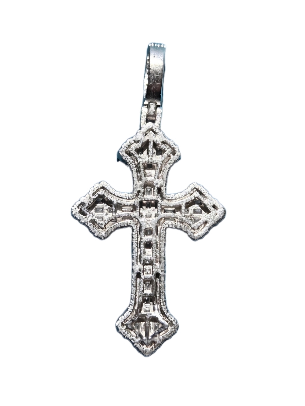 Iced Out Moissanite Baguette Cross Pendant 925 Sterling Silver NEW - Picture 7 of 8